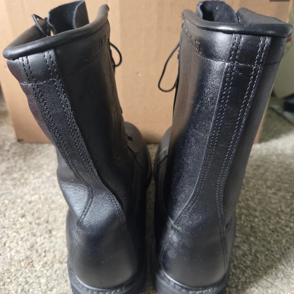 Rocky Mens Black Leather‎ Military Combat Boots Vibram Sole 11 XW RB/01/01